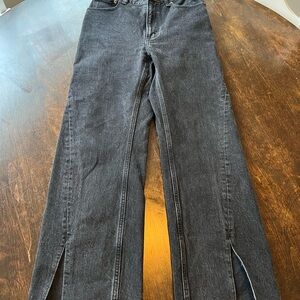 Abercrombie & Fitch Black Wide-Leg Jeans with Front Slits
